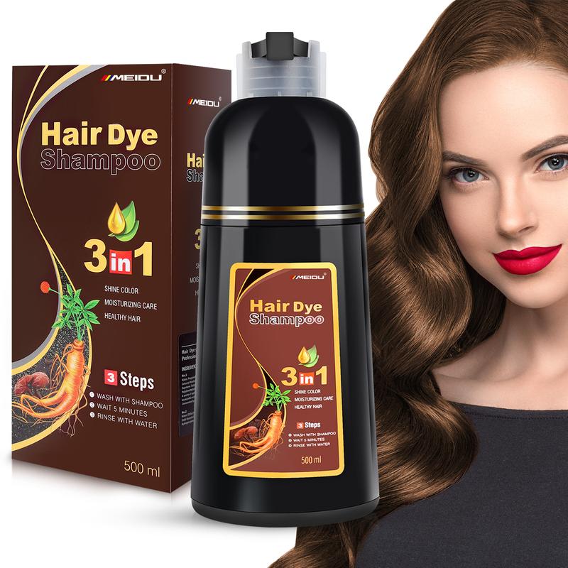 MEIDU Dark Brown Hair Dye Shampoo,3 in 1 Herbal Ingredients Hair Color Shampoo,Natural Haircoloring,Can cover gray hairs,Contains Ginseng Extract