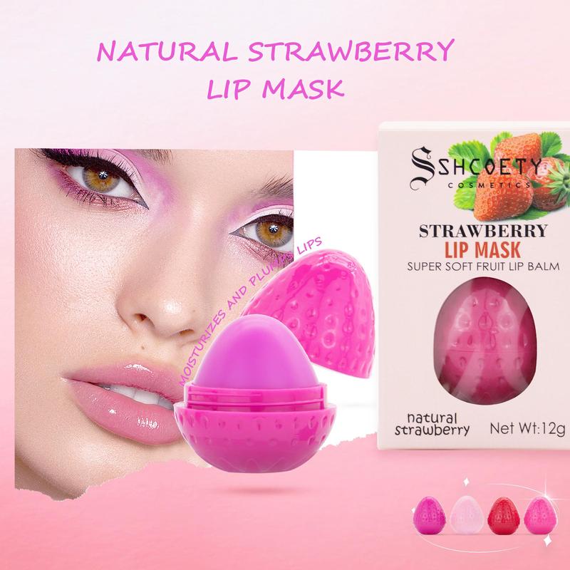 Strawberry Shaped Moisturizer Lip Balm, 1 5 Counts Comfort Hydrate Tinted Lip Mask, Long-lasting Hydrating Lip Stick, Moisturizing Lip Skincare Product, Christmas, Christmas Gift