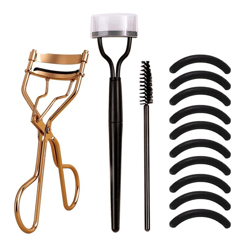 Eyelash Curler with Silicone Pad & Eyelash Comb & Spiral Brush Set, Portable Eyelash Curling Tool, Professional Makeup Tools for Women, Christmas Gift