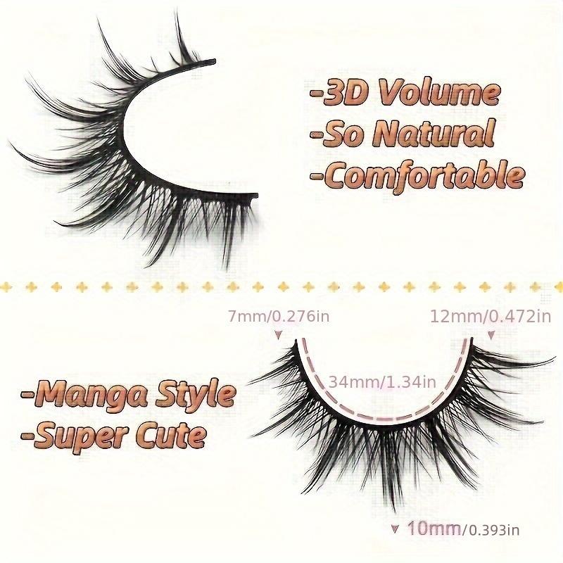 Fluffy False Eyelashes, Wispy Natural Look Faux Cluster Lashes, Reusable Eyelash Extension Makeup Tool, Easy to Apply