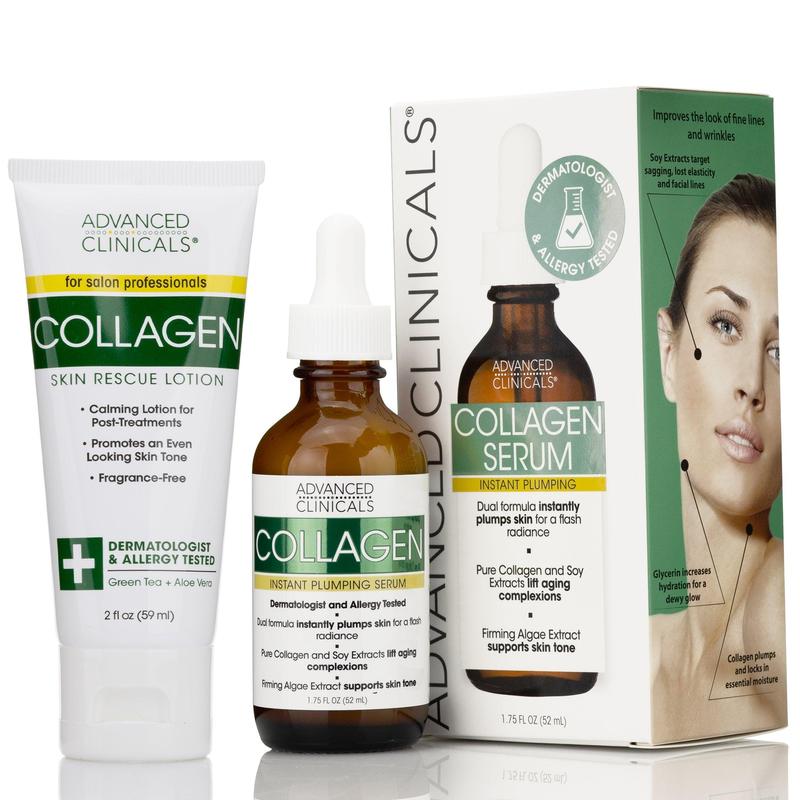 Advanced Clinicals Collagen Face Serum + Collagen Travel Size Lotion Set