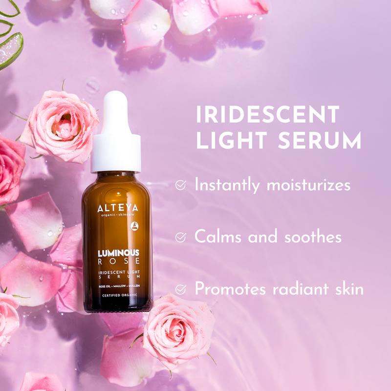 Alteya Luminous Rose Glow Serum - Hyaluronic Acid, Mullein, and Bulgarian Rose Otto Oil - Moisturizing Skincare for All Skin Types