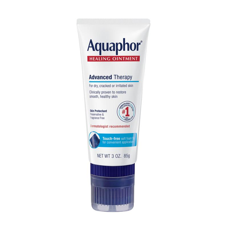 Aquaphor Healing Ointment Advanced Therapy Skin Protectant with Touch-Free Applicator for Dry, Cracked Skin, 3 Oz Tube