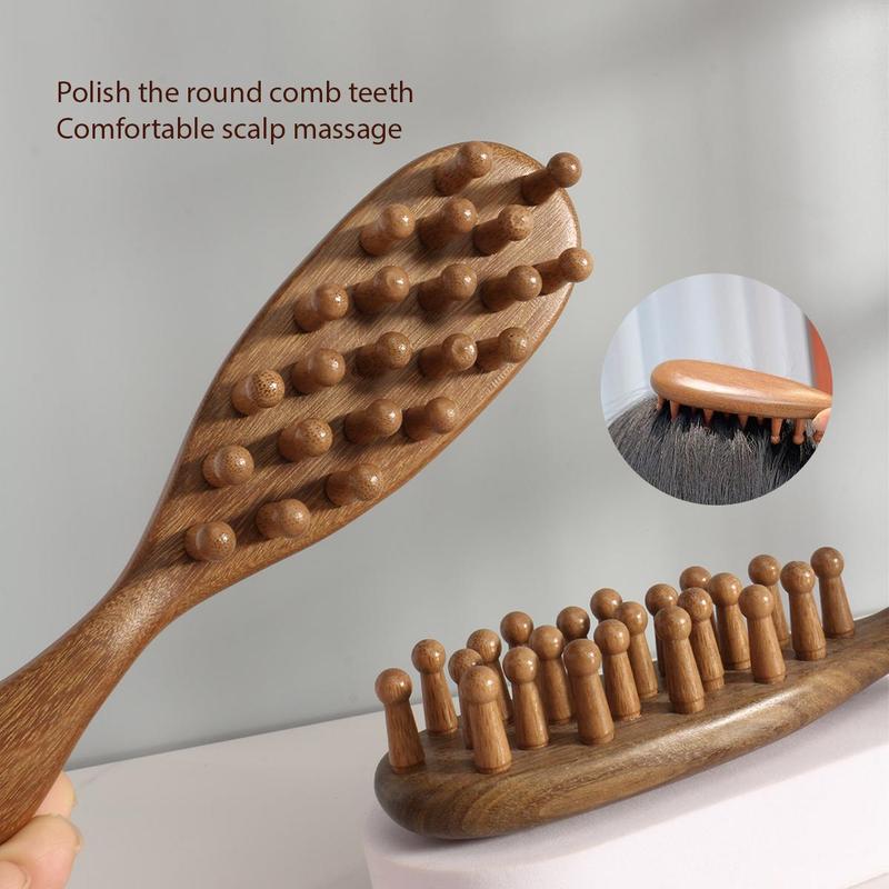 Wooden Massage Comb, 1 Count Scalp Massager, Large Wide Tooth Head Scalp Meridians Scraping Massage Comb, Hair Care & Styling Tool for Home & Salon Use