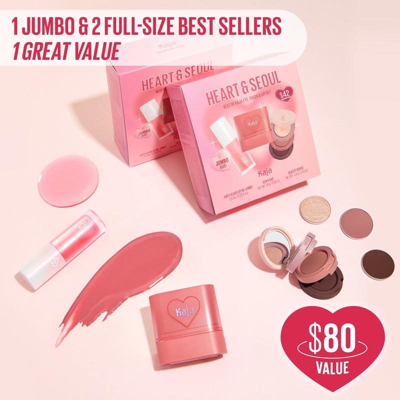 KAJA - Heart & Seoul Best of Kaja Set - Lip Oil Hydrating & Plumping - Cheek & Lip Multi-Balm - Beauty Bento Eyeshadow Makeup