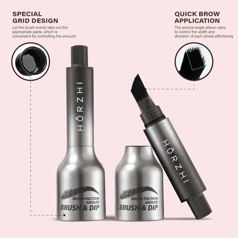 HORZHI Liquid Eyebrow Brush, Waterproof Lasting Liquid Brow-Fection Angled Brush & Dip, Black Friday Value Pack,  1.5ml Instant Brow Brush Easy To Color Quick Drying Makeup Cosmetic