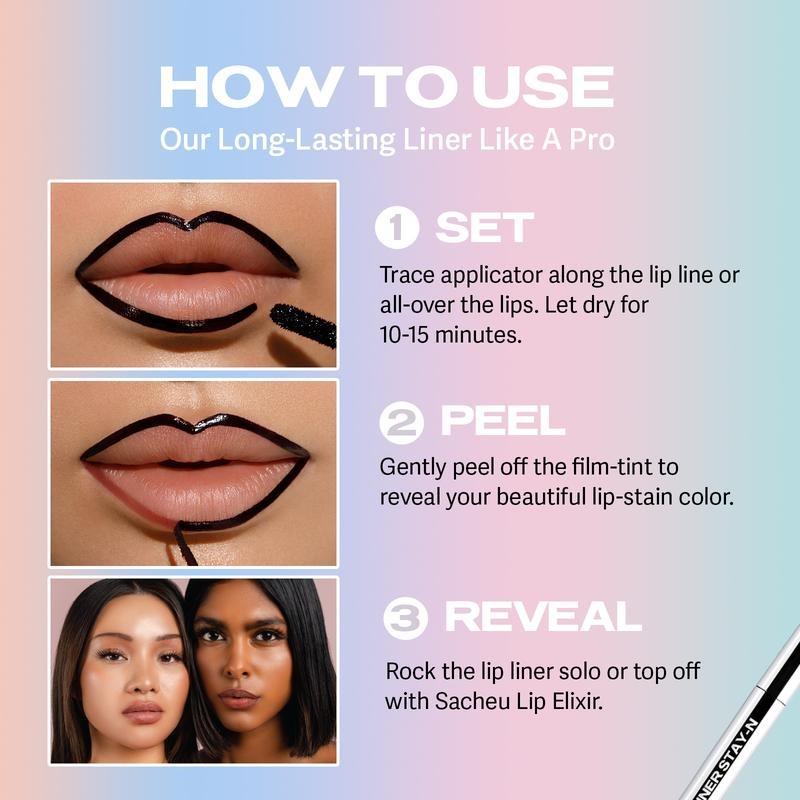 LIP LINER STAY-N - Peel Off Lip Liner with Hyaluronic Acid & Vitamin E, Seline Girl Long-Lasting Lip Stain & Color-Defining Lipliner Stick lip liner