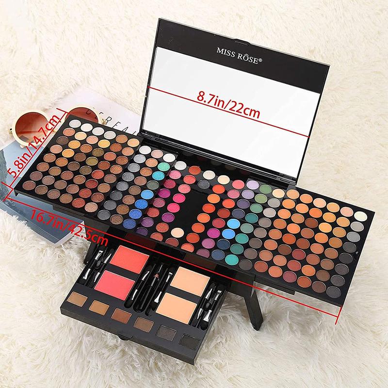 190 Colors Makeup Pallet,Professional Makeup Kit for Women Full Kit,All in One Makeup Sets for Women&Beginner,include Eyeshadow,Lipstick,Compact Powder,Eyeliner,Concealer(004-Black) Silky Blend Daily Flawless Foundation Gift Long Lasting Mirror Primer