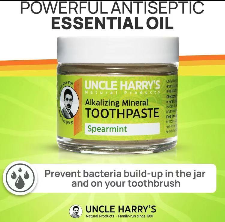 Uncle Harry's Alkalizing MineralToothpasteNatural WhiteningToothpaste Freshens Breath &Promotes EnamelVegan Fluoride FreeToothpaste Oral Foaming PlantSensitive