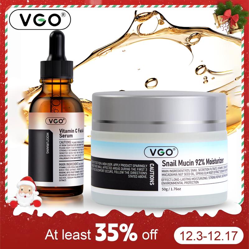 VGo Snail Mucin 92% Moisturizer DailyFace Gel Cream for Dry & SensitiveSkin,facial essence hyaluronic acid serum vitamin c,skin care kit Acne Facial Serum daily moisturizer Set Cleanser Facial Cleanser Skin Repair Comfort Hydrate Moisture Hydrating