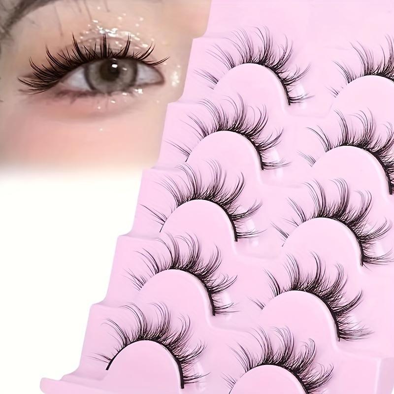 Fluffy False Eyelashes, Wispy Natural Look Faux Cluster Lashes, Reusable Eyelash Extension Makeup Tool, Easy to Apply