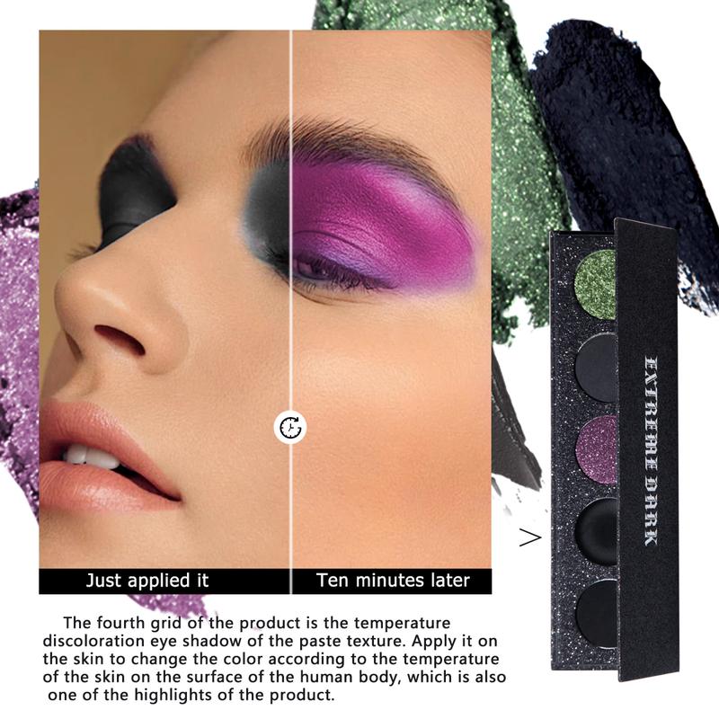 MAFFICK 5 COLORS EXTREME DARK EYESHADOW PALETTE for Smoky COS Stage Drama Creative Makeup Eyeshadow Glitter Cosmetic