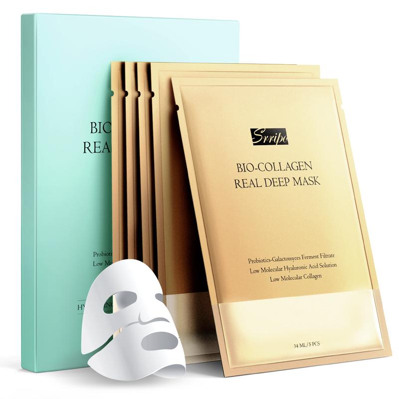 Srripo 5PCS Facial sheet masks with collagen for moisturizing