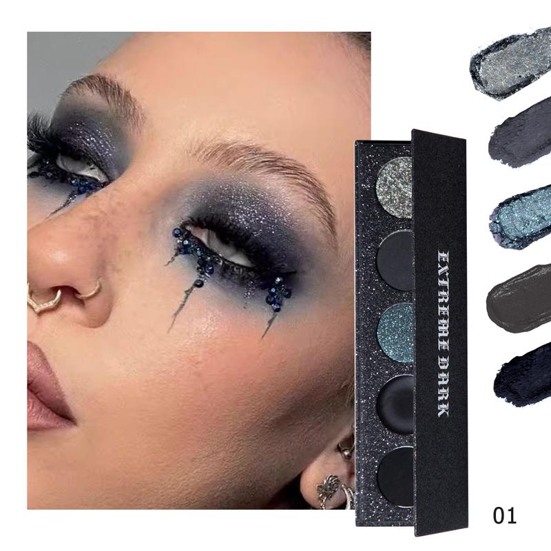 MAFFICK 5 COLORS EXTREME DARK EYESHADOW PALETTE for Smoky COS Stage Drama Creative Makeup Eyeshadow Glitter Cosmetic