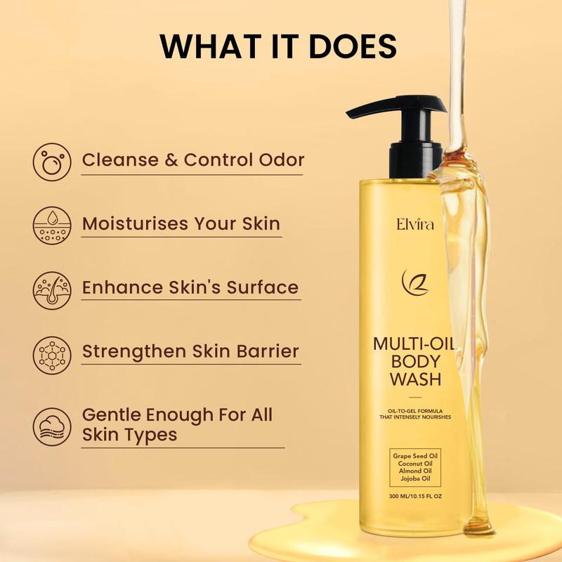 Multi-Oil Body Wash for Dark Spots and Brightening Radiant Skin, Natural, Gentle Skincare and Multi-Oil Moisturizing Body Wash for All Skin Types, Including Dry, Sensitive Skin, Hypoallergenic.