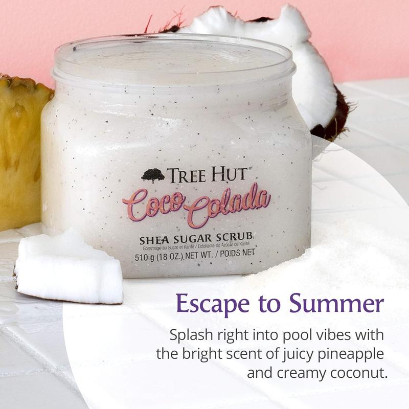 Tree Hut Shea Sugar Scrub Coco Colada, 18 oz, Ultra Hydrating and Exfoliating Scrub for Nourishing Essential Body Care