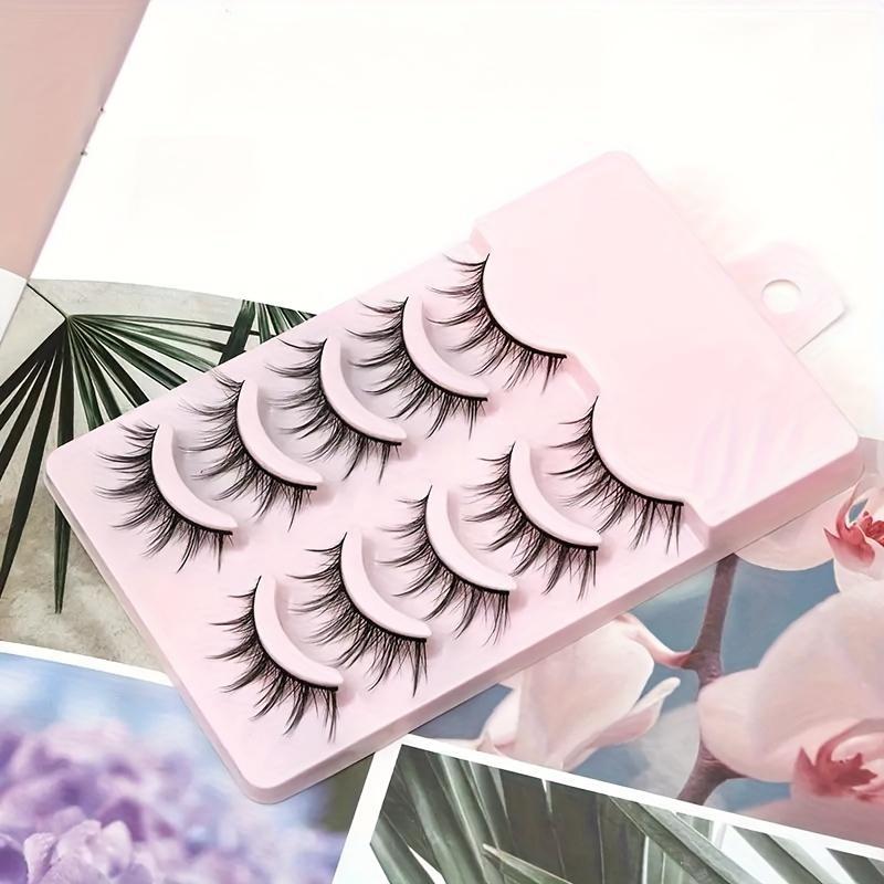 Fluffy False Eyelashes, Wispy Natural Look Faux Cluster Lashes, Reusable Eyelash Extension Makeup Tool, Easy to Apply