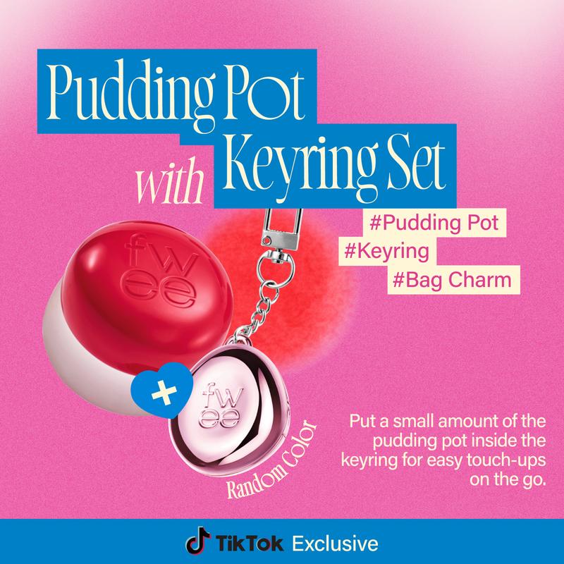 [Keyring Set] fwee Lip&Cheek Blurry Pudding Pot with Keyring (Random Color) | Blurred Matte Lips | Pudding Texture, Airbrushed Finish | 30 Colors