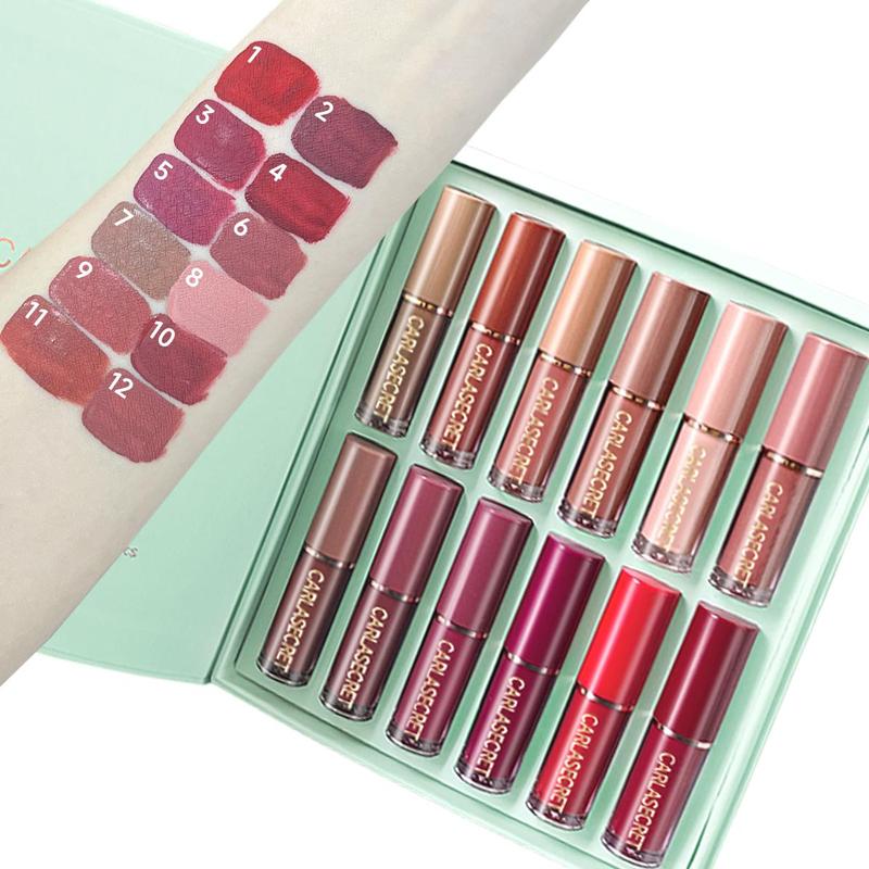 Long Lasting Matte Lipstick & Lip Liner Set, 12 Colors Matte Lipstick & 12 Colors Lip Liner, Suitable for All Occasions Lip Makeup