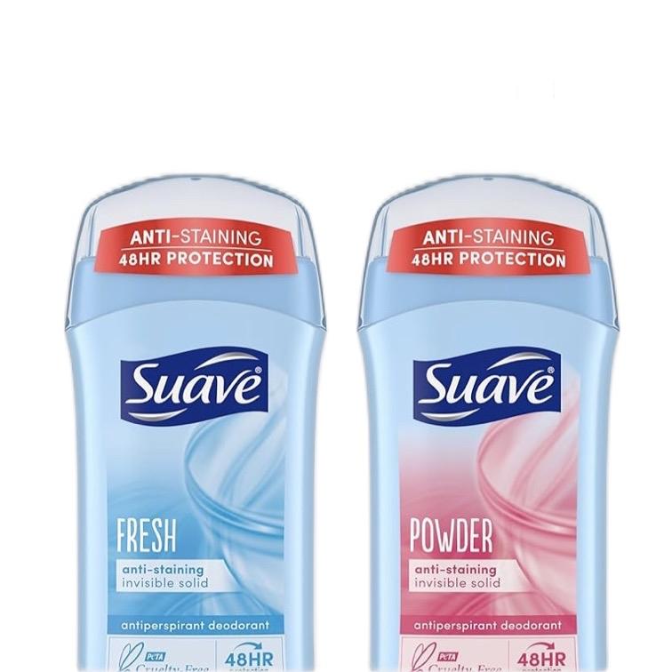 Suave Deodorant Women Powder and Fresh Bundle with Essential Oils, 48-Hour Odor & Wetness Protection, Anti-Staining, No Baking Soda, 4 x 2.6 oz