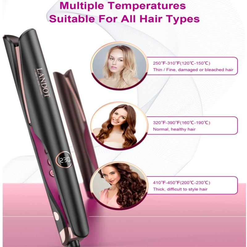 Black Friday Deal Landot Twist Straightening Curling Iron Combo for Curl Wave Straighten Women Hair-1 Inch Dual Voltage Comfort Smooth Curler