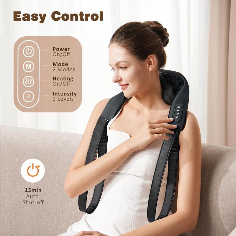 Neck Massager with Heat, Cordless 4D Deep Tissue Kneading Massage, Shiatsu Neck and Shoulder Massage Pillow for Neck, Back and Leg Pain Relief, Christmas Gifts for Mom - FSA HSA Eligible