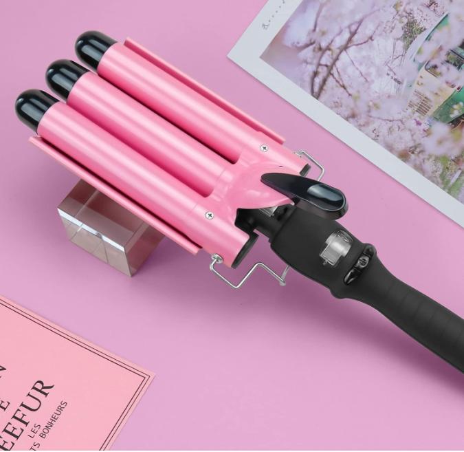 Buy One get one free 3 Barrel Curling Iron Wand Dual Voltage Hair Crimper with LCD Temp Display Curler Comfort