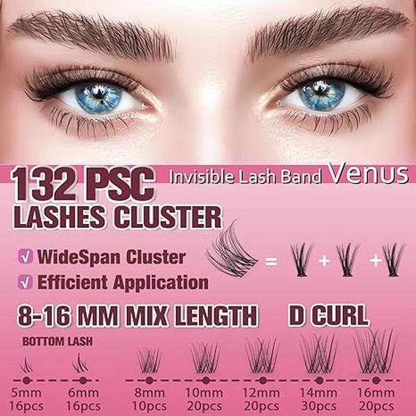 uCoolMe Lashes Venus With Invisible Band Waterproof DIY Extension Lashes For Girls Long Lasting Makeup