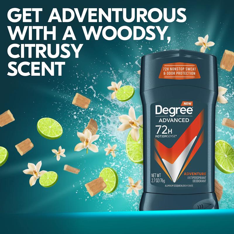 Degree Men Antiperspirant Deodorant Adventure Freshness and Odor Protection Deodorant for Men 2.7 Oz, (Pack of 4) Woodsy, Stick