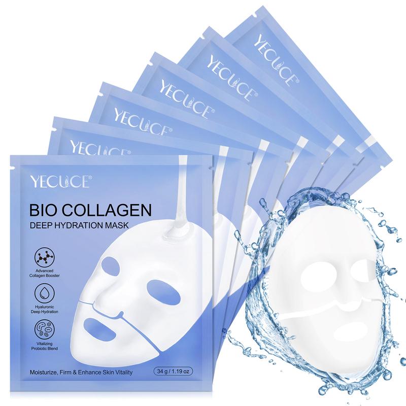 YECUCE Bio Collagen Deep Hydration Mask, Moisturize, Firm & Enhance Skin Vitality  Skincare Probiotic 6 Pcs