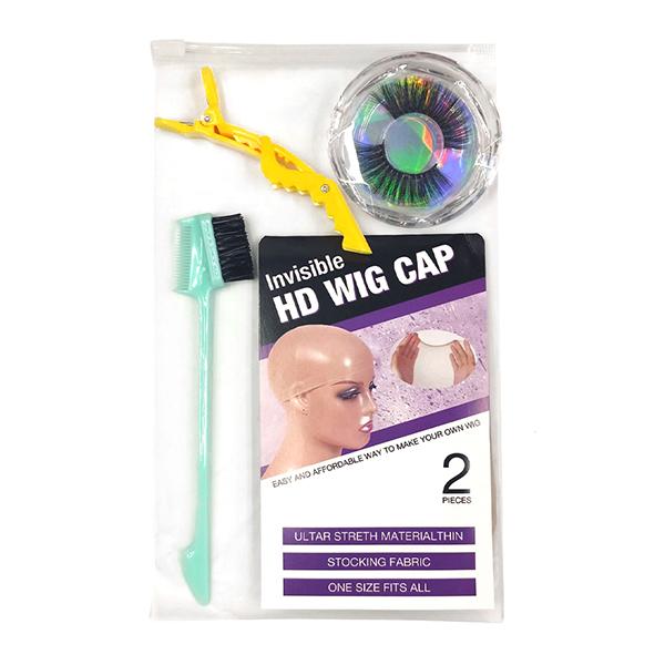 Wig Install Gift Package: HD Wig Cap+3D Eyelashes+Babyhair Brush+ Hair Clips For Lace Wig Install