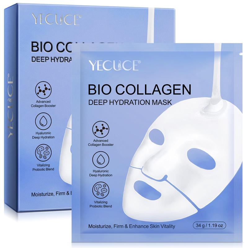 YECUCE Bio Collagen Deep Hydration Mask, Moisturize, Firm & Enhance Skin Vitality  Skincare Probiotic 6 Pcs