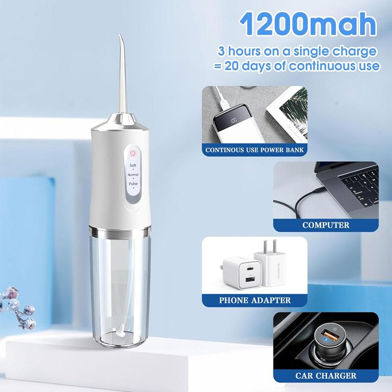 Water Flosser for Teeth, Rechargeable, 3 Modes, IPX7 Waterproof, Perfect for Travel & Home Use