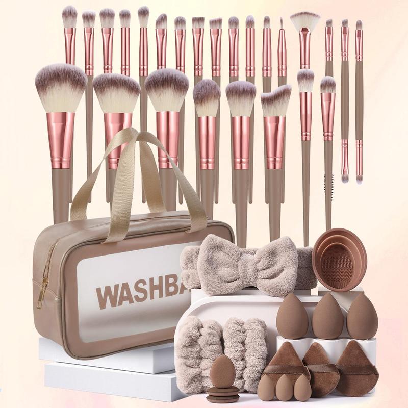 Makeup Brushes Set, 42pcs set Makeup Brush & Makeup Bag & Headband & Puff & Wristband & Sponge & Cleaning Bowl, Professional Makeup Tools for Women, Cosmetic Tools, Christmas Makeup Kit, Makeup Brush Set