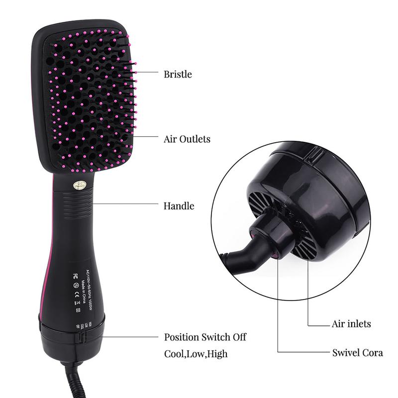 2 in 1 Multifunctional  Anion Hair Dryer Brush Comb Styler Hairdressing Tool US Plug Comfort