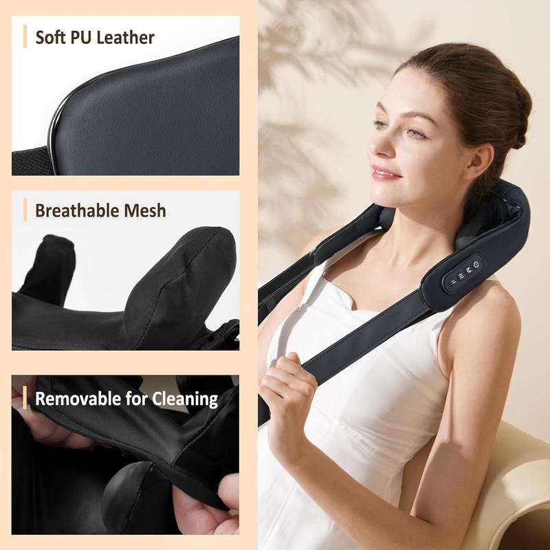 Neck Massager with Heat, Cordless 4D Deep Tissue Kneading Massage, Shiatsu Neck and Shoulder Massage Pillow for Neck, Back and Leg Pain Relief, Christmas Gifts for Mom - FSA HSA Eligible