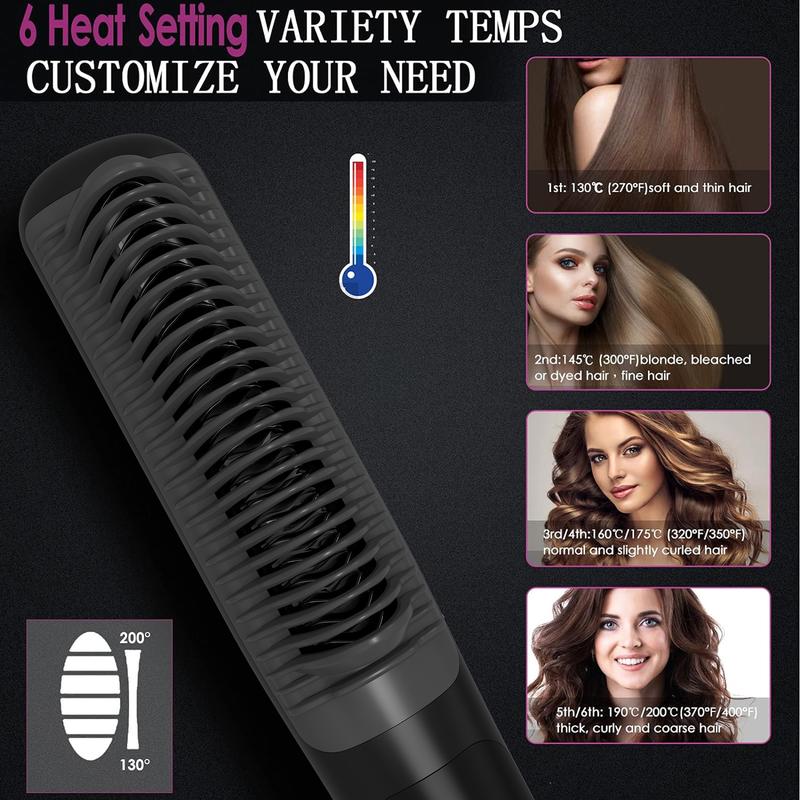 2024 Upgraded Negative Ion Hair Straightener Styling Comb, 20 Seconds Fast Heating Straightening Brush with Hot Comb , Anti-scald Manufacturer Warren International Warranty Multifunctional Fast and Safe, Christmas and New Year Gift Comfort