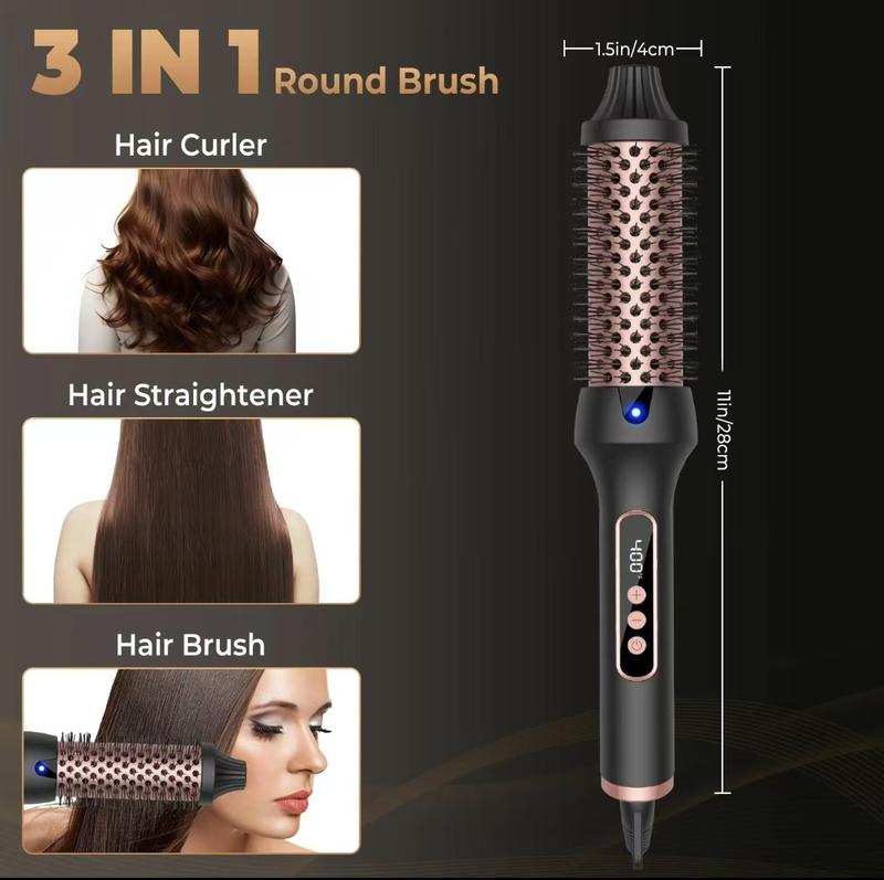 Wavy Thermal Brush, Hot Hair Brush, Blowout Dryer Brush lonic Heated Round Brush for Natural Curls Dual Voltage Thermal Round Brush, Easy To Use Hair Styling Tool for Women & Girls,Winter Gift Comfort wavy thermal brush