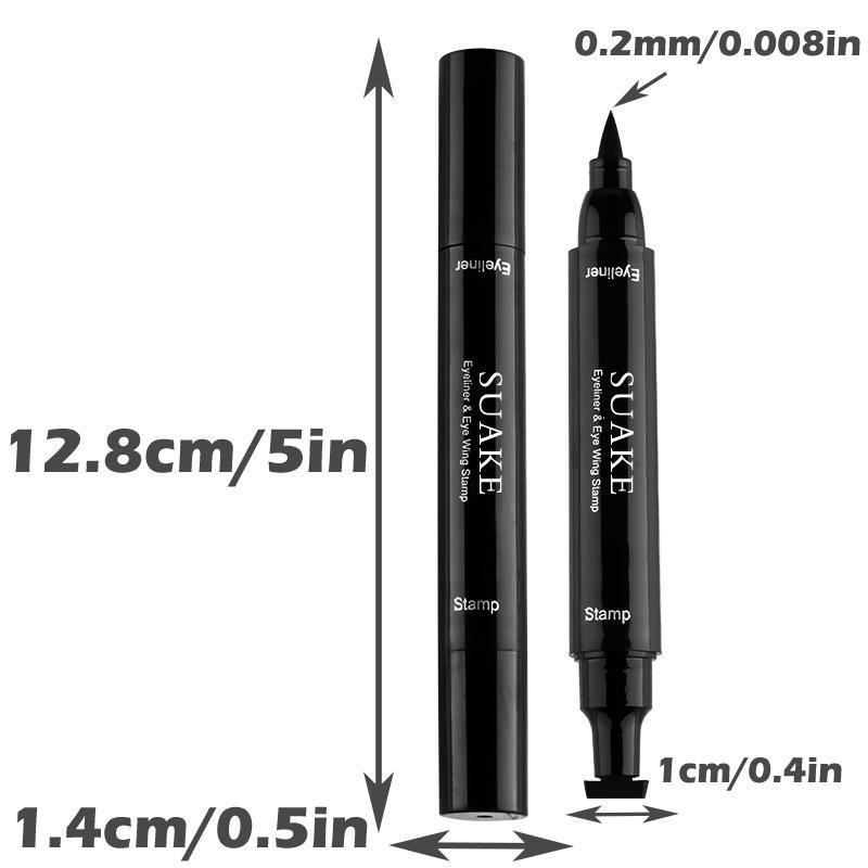 Double-ended Eyeliner Pen, 1 Count Waterproof Eyeliner Pencil with Fine Tip & Stamp Head, Quick Drying Eye Makeup Tool for Women & Girls