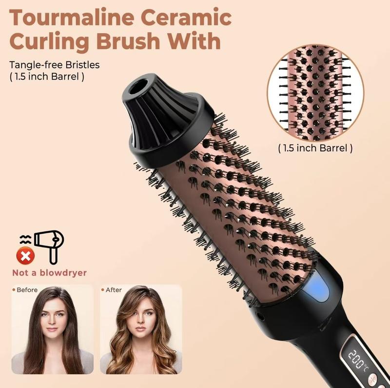 Wavy Thermal Brush, Hot Hair Brush, Blowout Dryer Brush lonic Heated Round Brush for Natural Curls Dual Voltage Thermal Round Brush, Easy To Use Hair Styling Tool for Women & Girls,Winter Gift Comfort wavy thermal brush