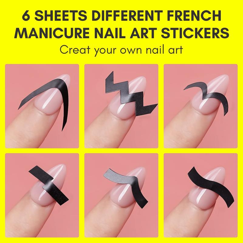 Makartt French Nail Stamper Kit -12 PCS - 2 Jelly Stampers, 4 Silicone Heads, 6 Nail Guide Stickers Nail Art Nail Care