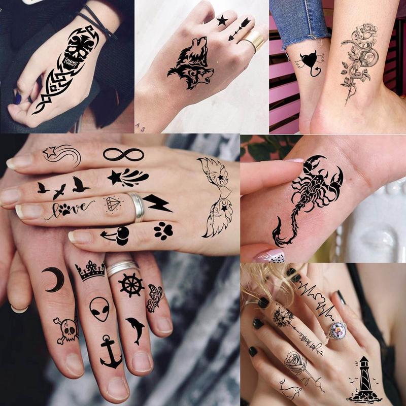 Creative Tiny Crown Infinity Triangle Pattern Tattoo Sticker, 52pcs set Temporary Body Art Sticker, Festival Fake Tattoo Sticker for Women & Men