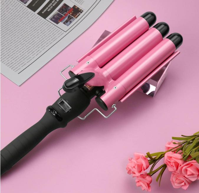 Buy One get one free 3 Barrel Curling Iron Wand Dual Voltage Hair Crimper with LCD Temp Display Curler Comfort