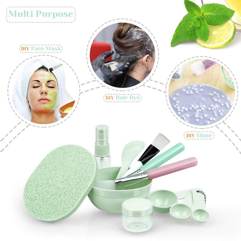 DIY Facemask Mixing Tool Kit with Mixing Bowl Set, 11 Pcs Including Spatula, Brush, Spray Bottle, Puff Soaking Bottle,and Gauges for Skincare Comfort