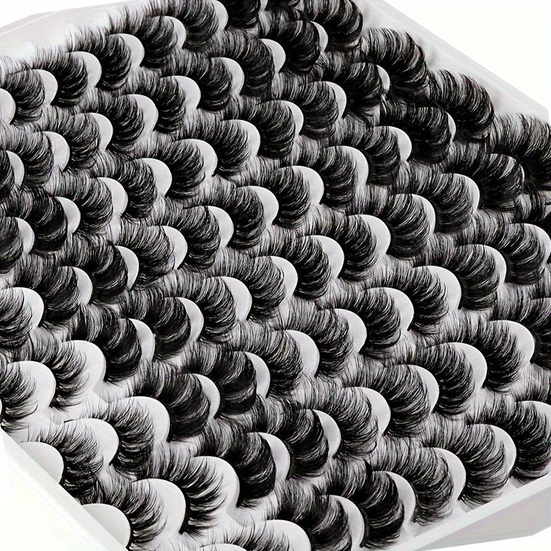 Fluffy False Eyelashes, 48 Pairs Wispy Cat Eye Faux Cluster Lashes for Music Festival Makeup, Natural Curling Eye Makeup Strip Lashes