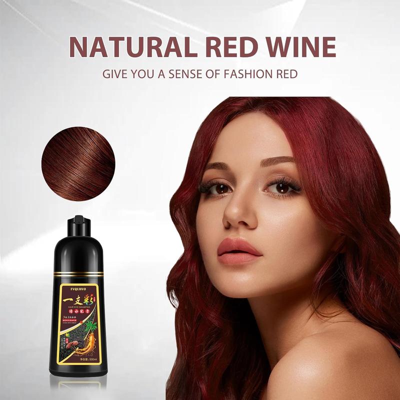 Natural Wine Red Herbal Hair Dye Shampoo, 3 in 1 Burgundy for Gray Hair, 16.9 Fl Oz (Men & Women)