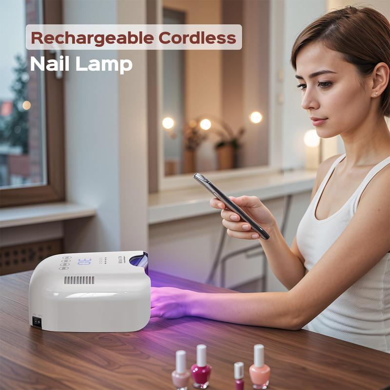 BOLASEN P30 54W Cordless Rechargeable UV Nail Lamp - 24 Pcs LED Beads 15600mAh Battery Gel Nail Art Removable