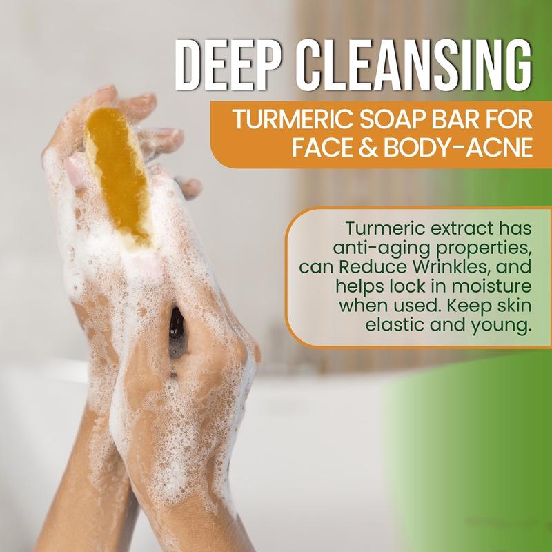 AMVital Turmeric Soap Bar for Face & Body targets dark spots and promotes smooth skin. Enjoy natural, handmade skincare soap real  soap Gentle Foaming