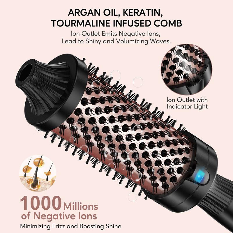 Terviiix Negative Ion Thermal Brush, Heated Round Brush with Adjustable Temperature,  Effortlessly Creates 90's Voluminous Style, Black Gold