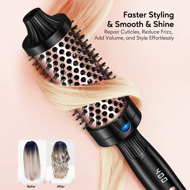 Terviiix Negative Ion Thermal Brush, Heated Round Brush with Adjustable Temperature,  Effortlessly Creates 90's Voluminous Style, Black Gold